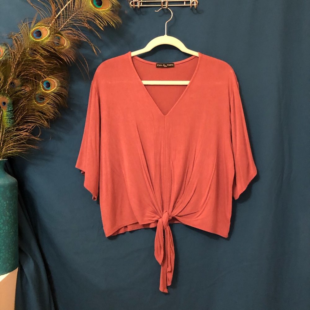 Blush Tie-Front T-Shirt Blouse